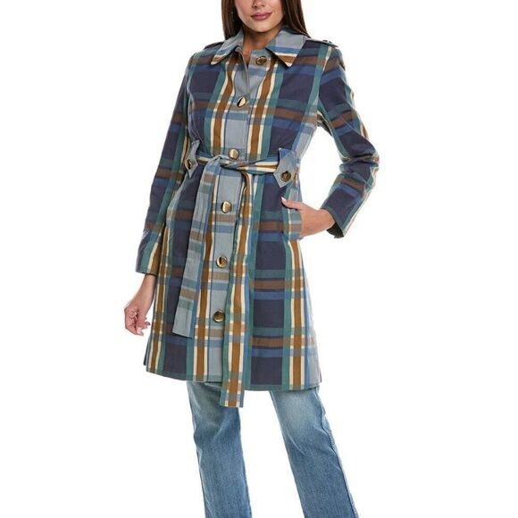 Cabi Blue & Tan Plaid Highclere Trench Jacket. Size Medium. NWOT - Picture 12 of 12